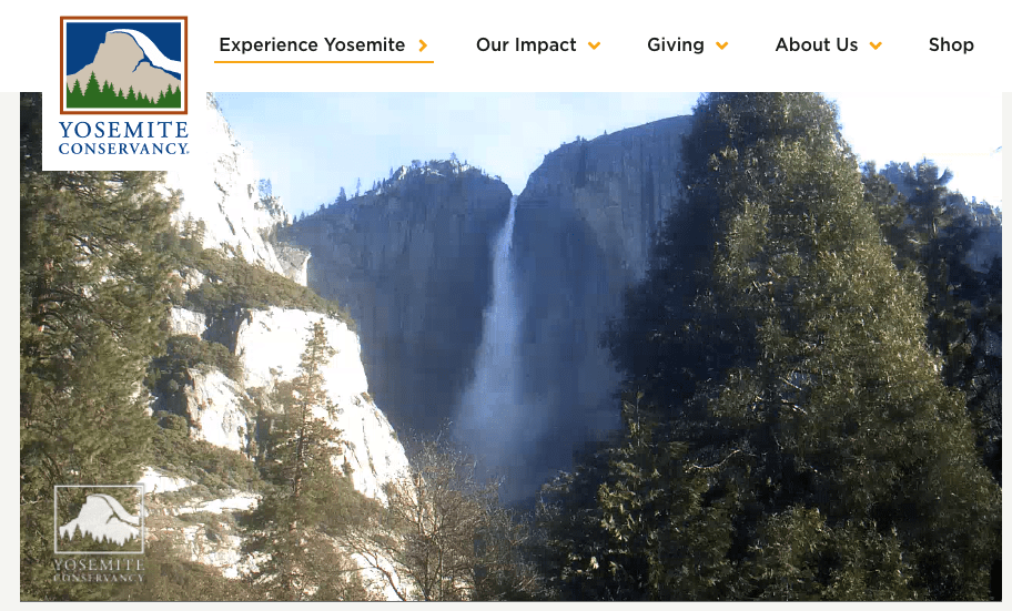 Yosemite Conservancy webcam view of Yosemite Falls in April 2020. Credit: Webcam by Yosemite Conservancy. 